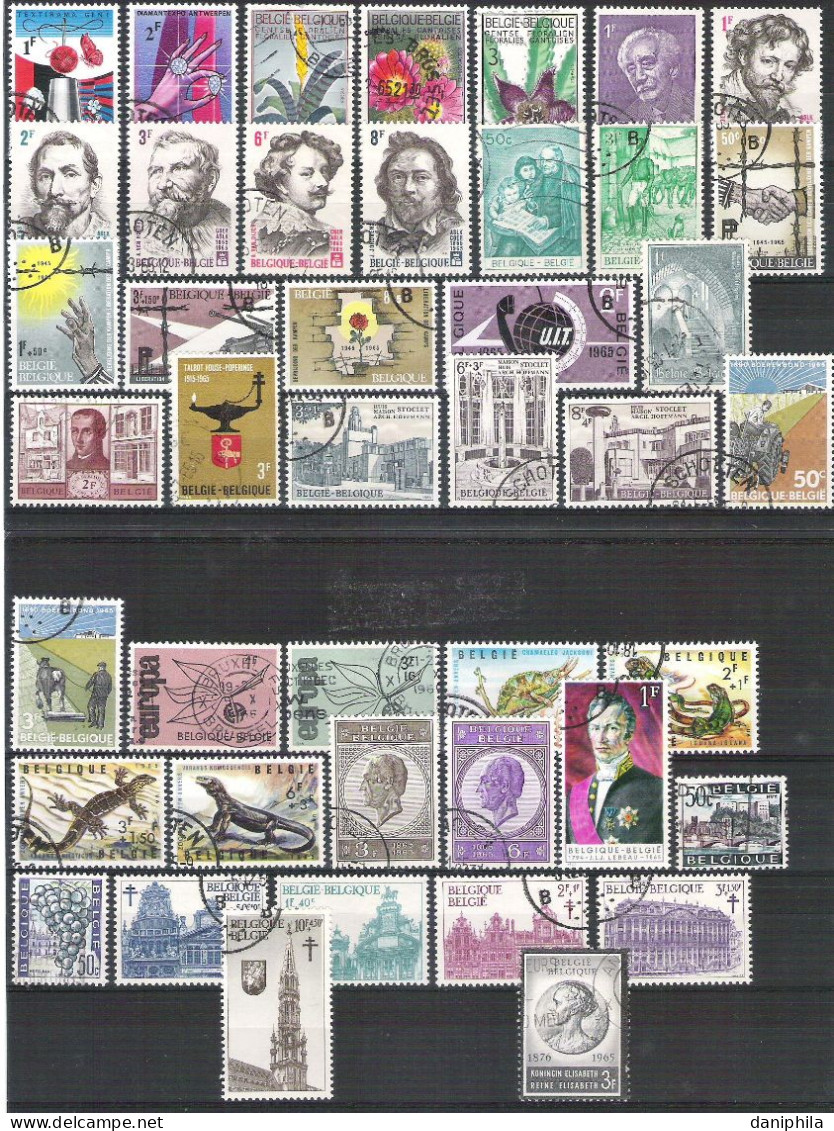 BELGIQUE Annee Complete 1965 Obliterée 43 Valeurs C.O.B. = 16,10 Euro - Années Complètes