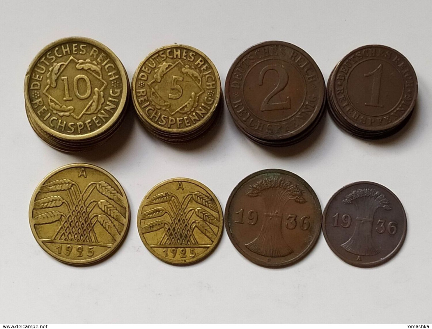 Germany Set 4 Coins 10+5+2+1 Reichspfennig Price For One Set - Sammlungen