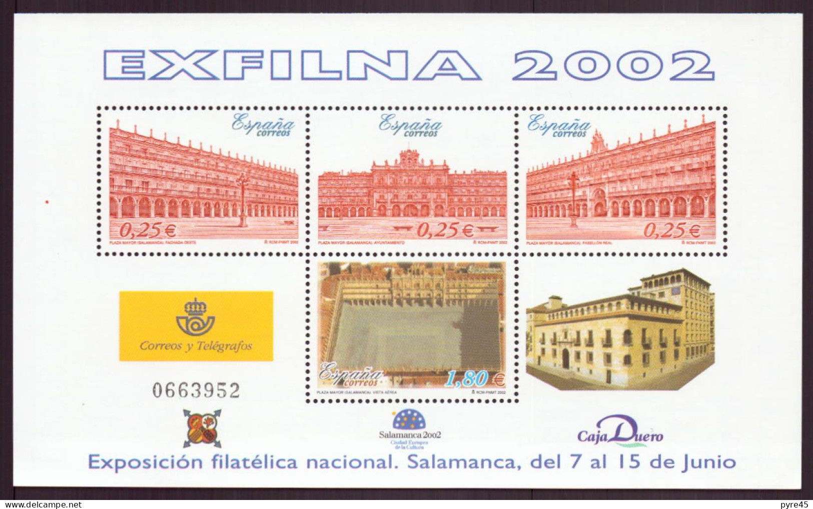 Espagne, 2002, BF N° 105 ** " Exfilna 2002 " ( Côte 8€ ) - Blocs & Feuillets