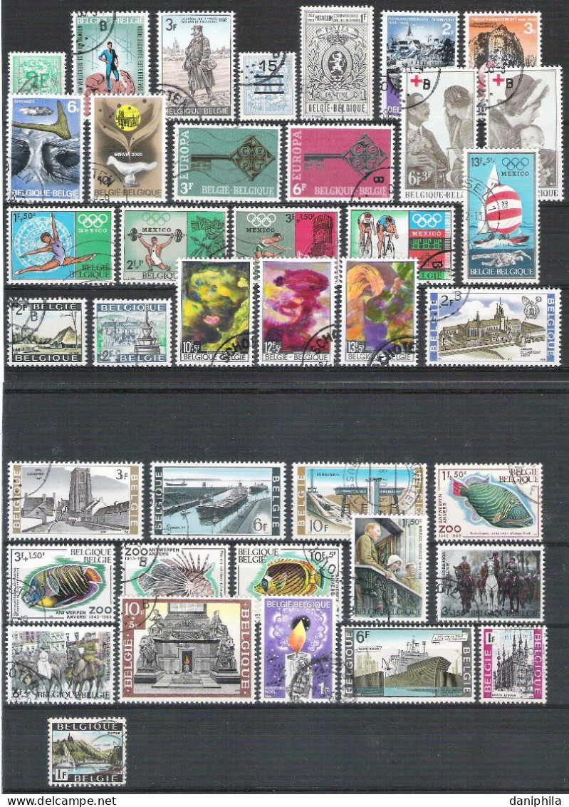 BELGIQUE Annee Complete 1968 Obliterée 39 Valeurs C.O.B. = 14,80 Euro - Full Years