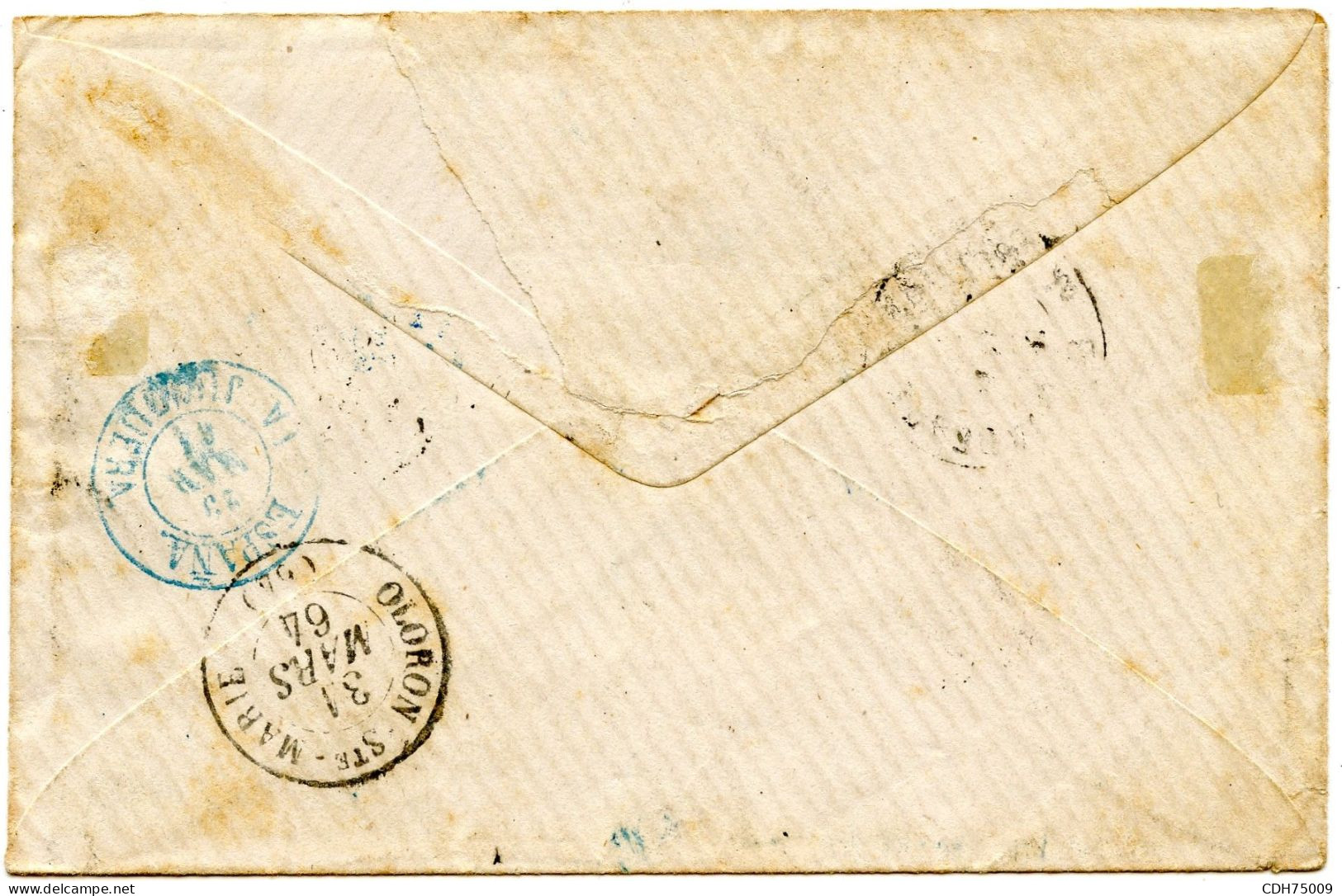 ESPAGNE - 4 CENTIMOS 1864 X3 SUR LETTRE DE LA JUNQUERA POUR OLORON SAINTE MARIE, 1864 - Briefe U. Dokumente