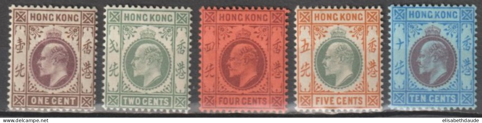 HONG KONG (CHINA) - 1903/4 - YVERT N°62/63+65+67 FILIGRANE CA + YVERT N°78 (FIL. CA MULTIPLE) ** MNH - COTE = 110+++ EUR - Unused Stamps