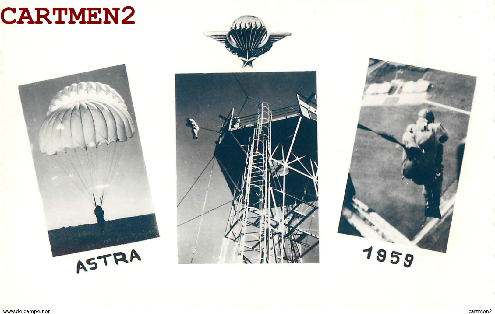 CARTE PHOTO PARACHUTISME ASTRA PARACHUTE GUERRE PARA AVIATION MILITAIRE  - Parachutespringen