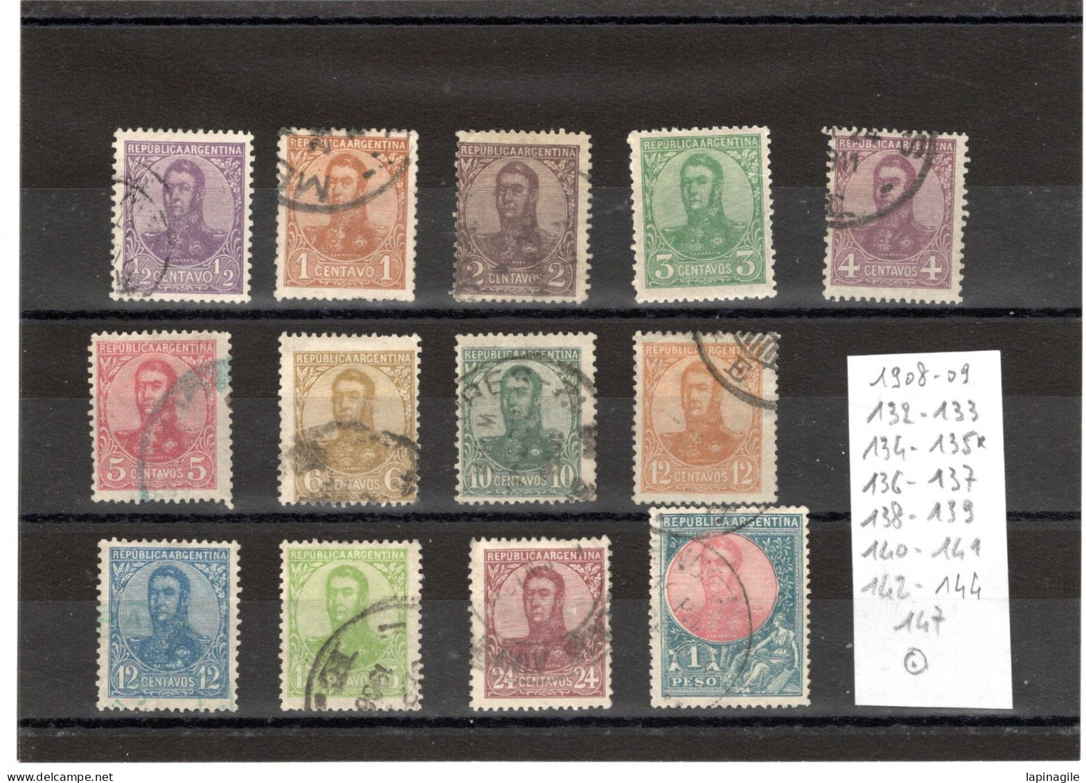 ARGENTINE 1908-09 YT N° Entre 132 Et 147 Oblitérés - Used Stamps