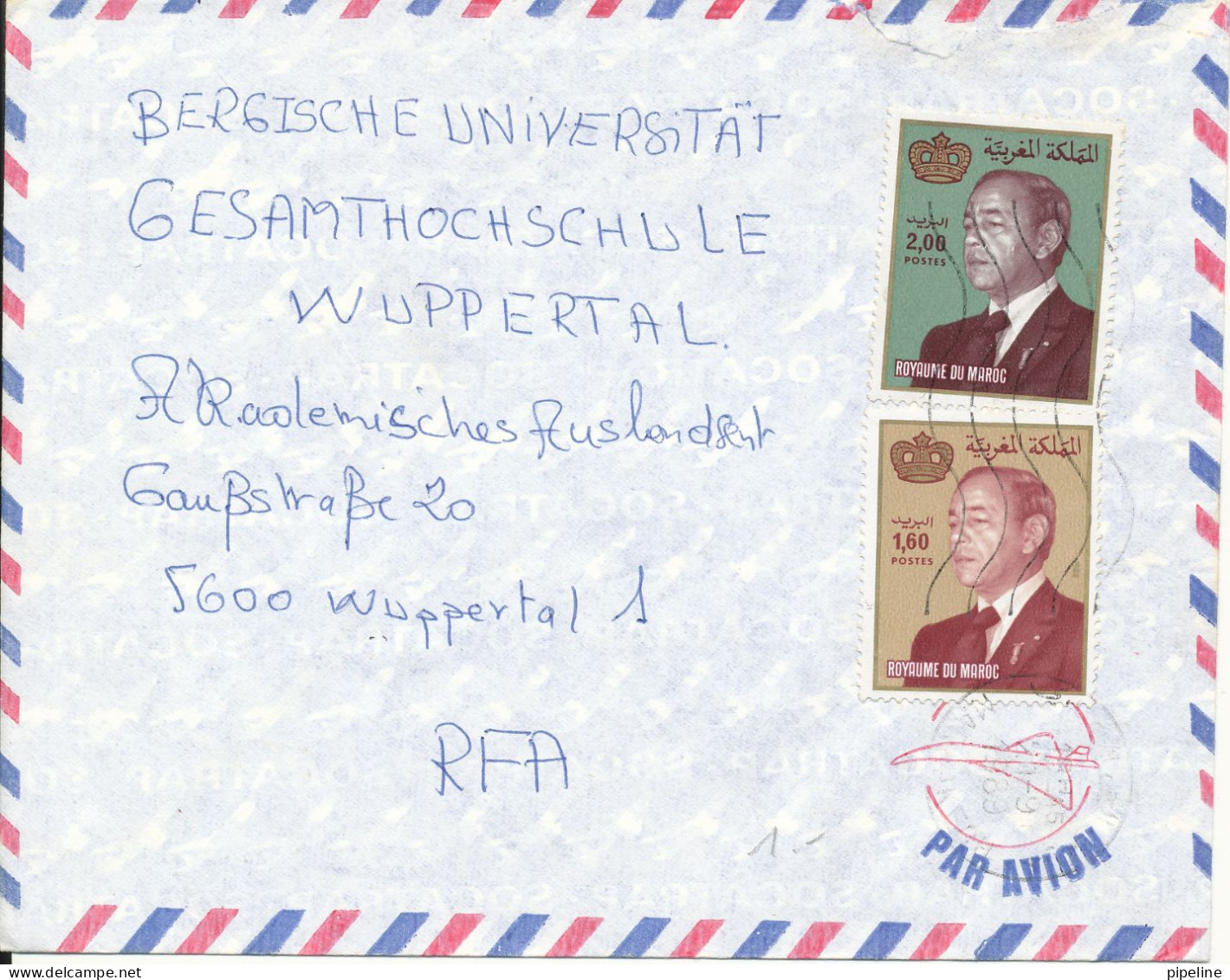 Morocco Air Mail Cover Sent To Germany 21-9-1989 - Covers & Documents