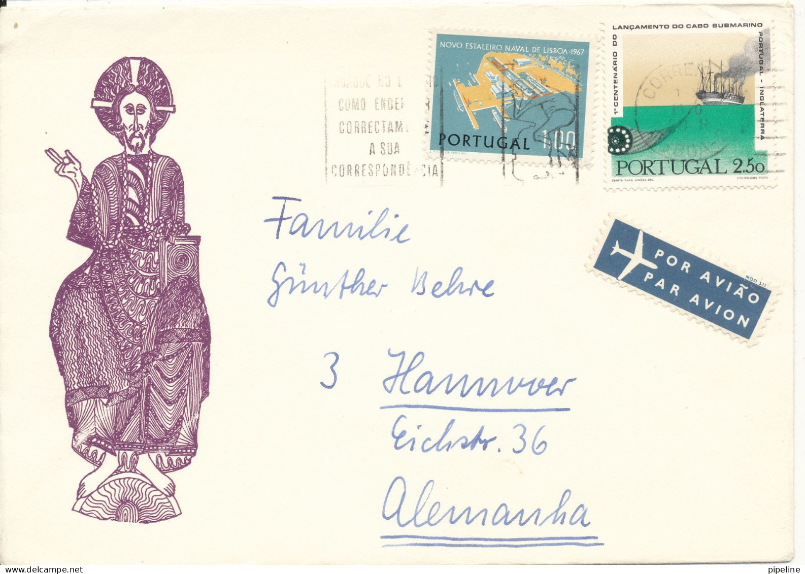 Portugal Cover Sent To Germany 1-10-1970 Topic Stamps - Covers & Documents