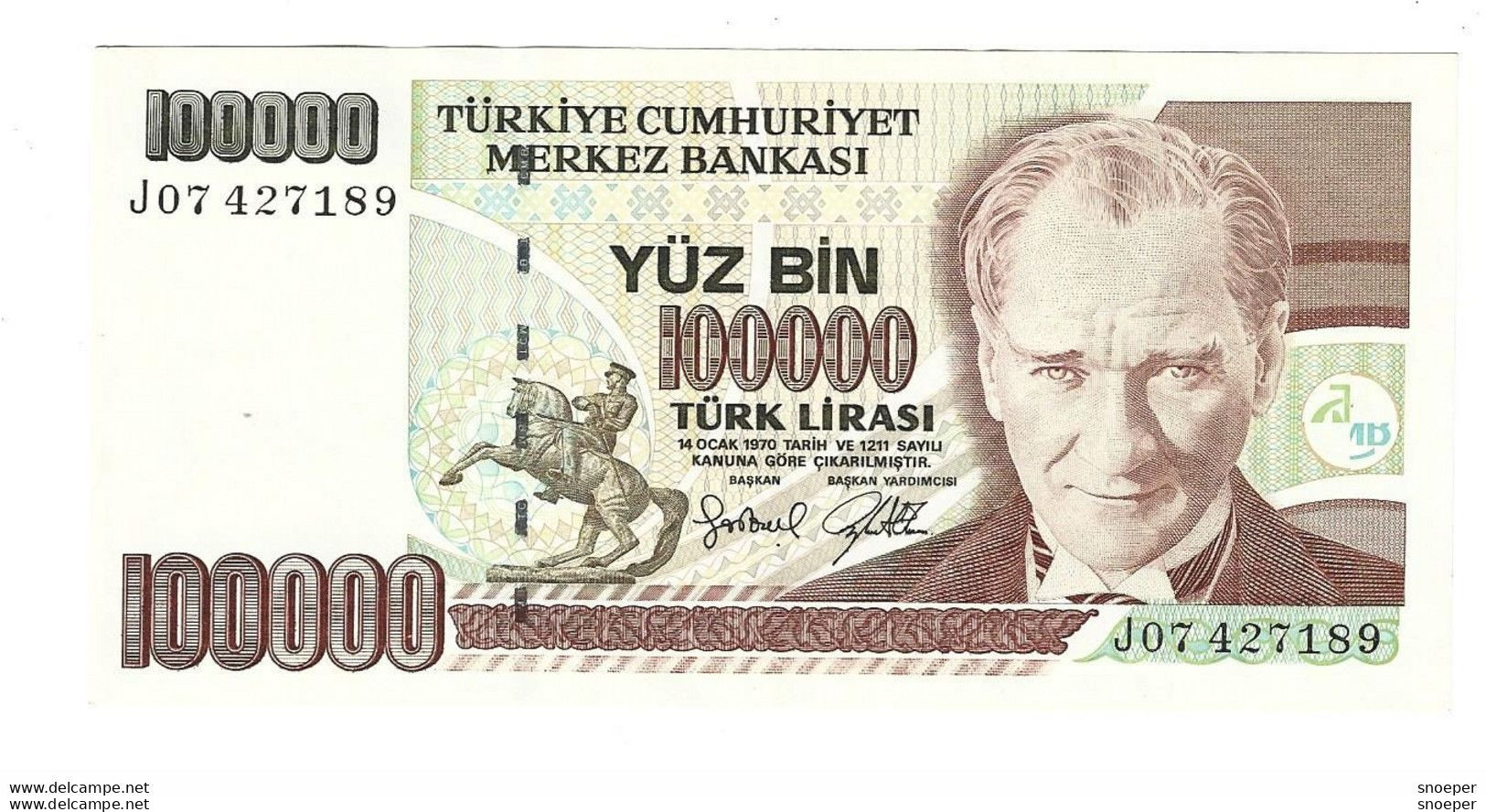 Turkey 100000 Lira 1997  206  Unc - Turkey