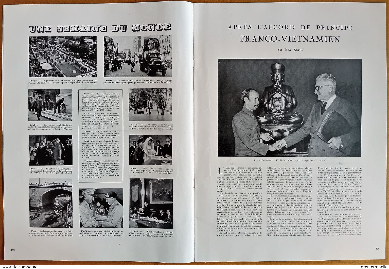 France Illustration N°52 28/09/1946 Accord Franco-vietnamien/Maroc/Sérapéum D'Alexandrie/Jacquinot De Besange/Poulbot - Allgemeine Literatur