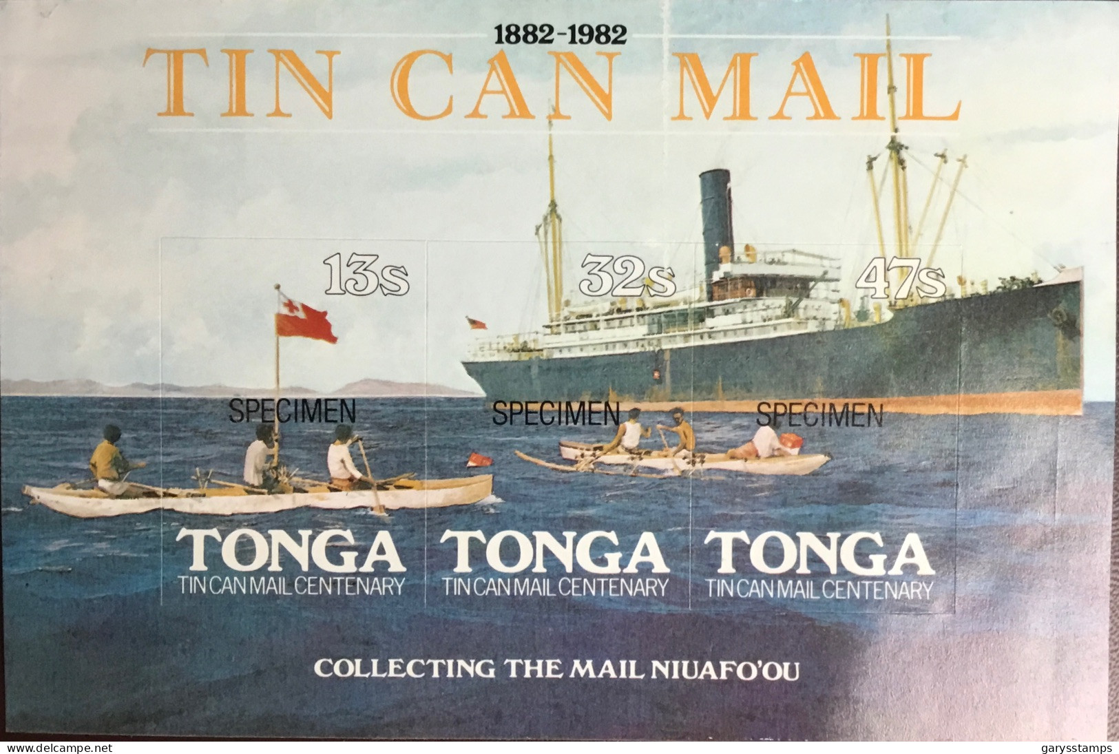 Tonga 1982 Tin Can Mail Ships Specimen Minisheet MNH - Tonga (1970-...)