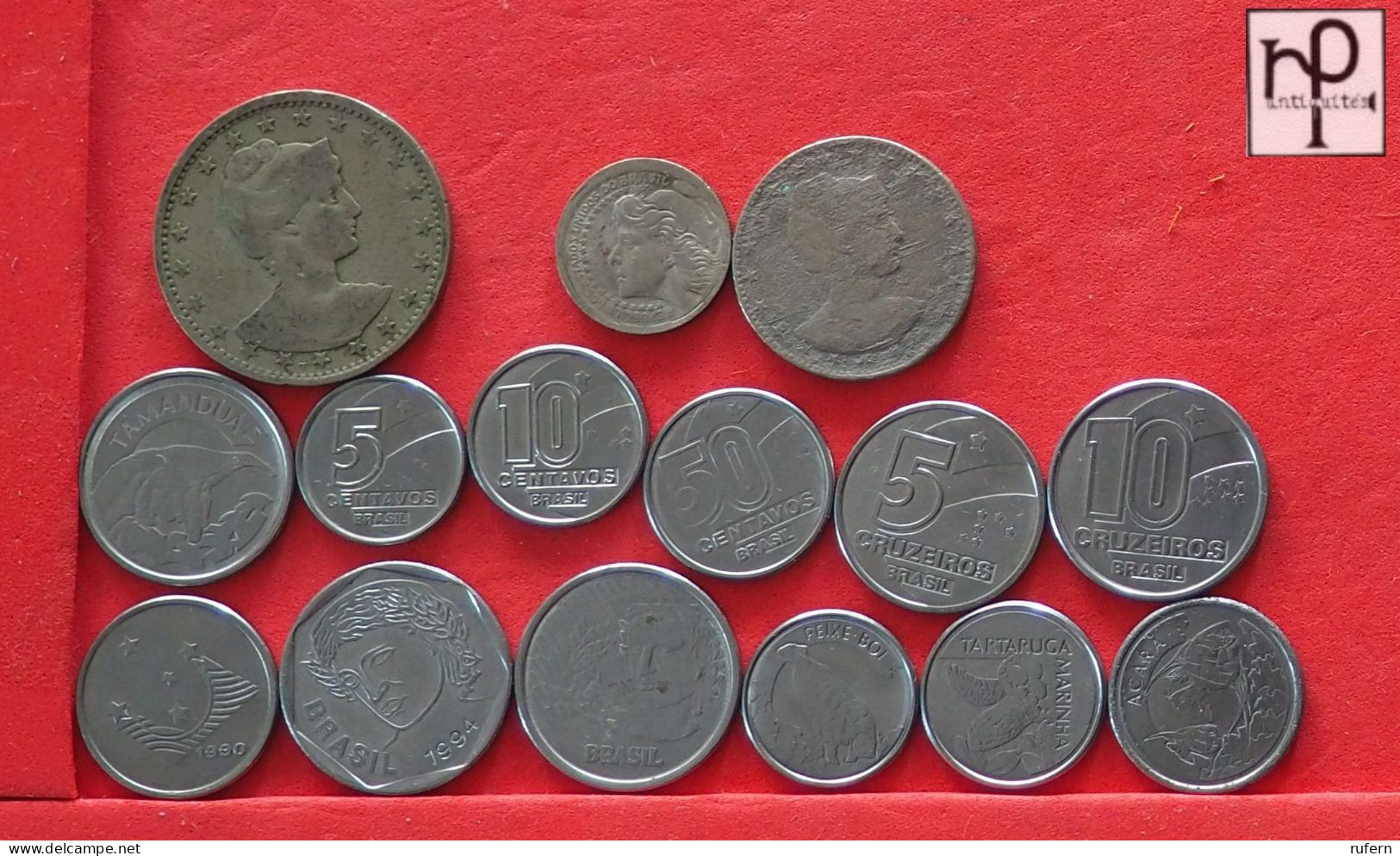 BRAZIL  - LOT - 15 COINS - 2 SCANS  - (Nº58011) - Collections & Lots