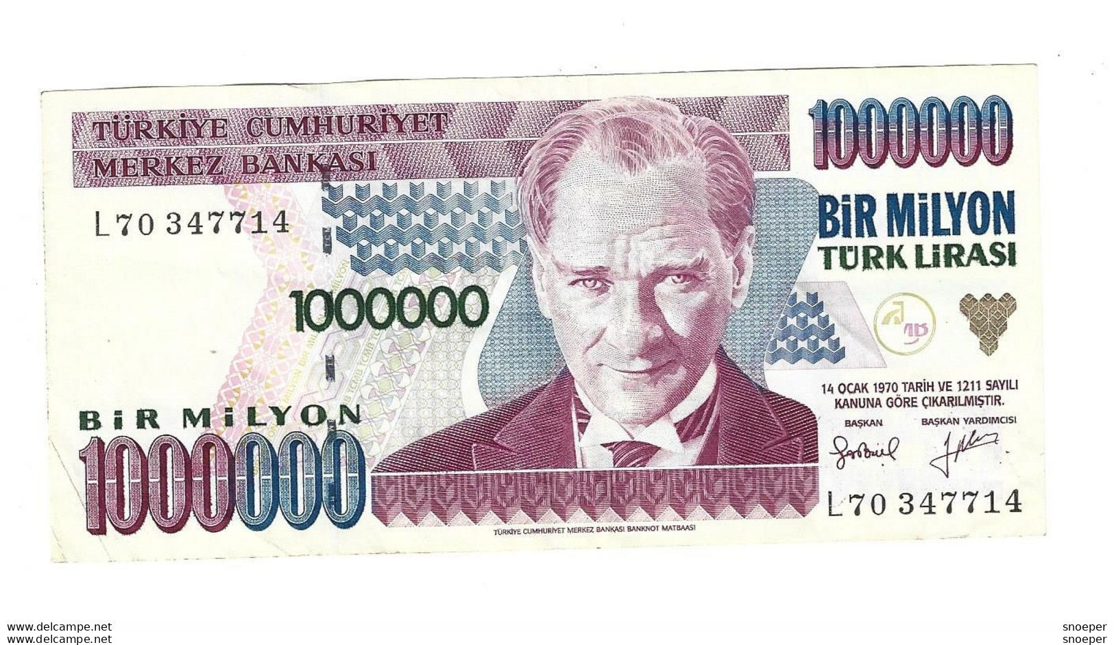 *turkey 1000000 Lira 1995  209 - Türkei