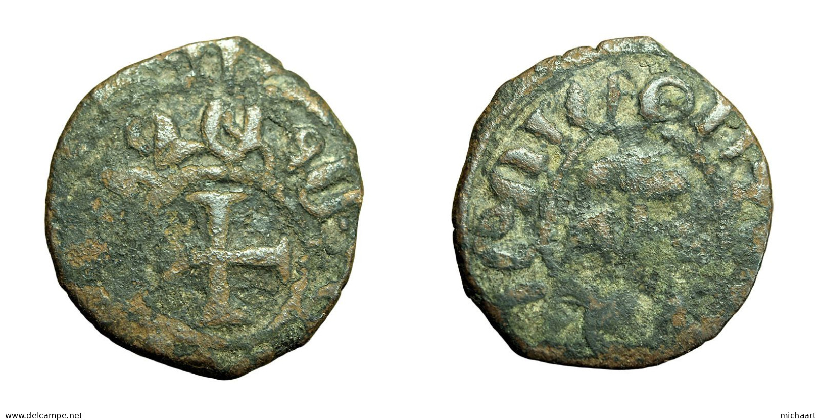 Cilician Armenia Medieval Coin Levon IV Pogh 19mm King / Cross 04363 - Arménie