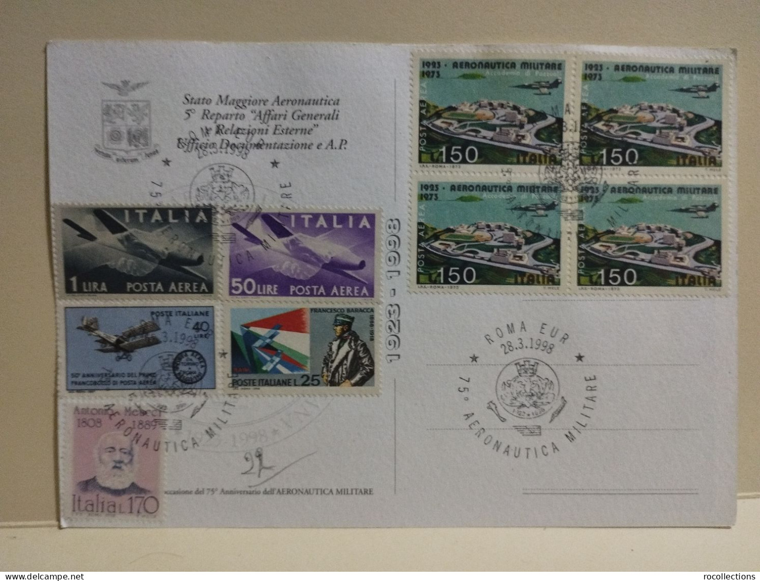 Italia 4x Postcards 75° Aeronautica Militare, I° Volo Aereo A Reazione Italiano. - Collections