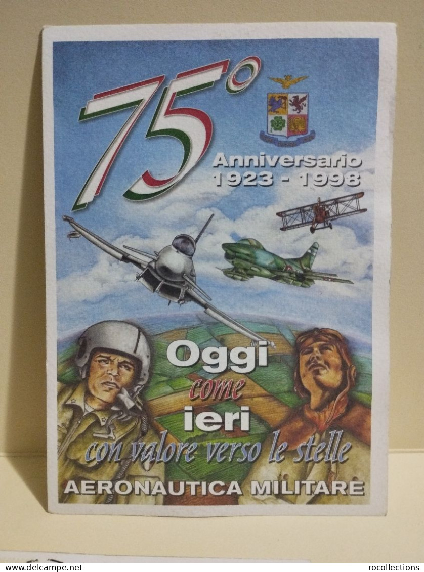 Italia 4x Postcards 75° Aeronautica Militare, I° Volo Aereo A Reazione Italiano. - Collections