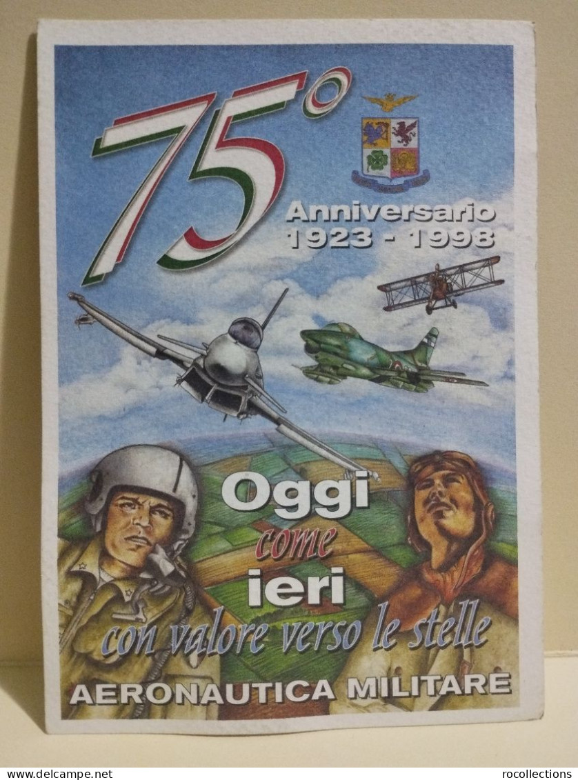 Italia 4x postcards 75° Aeronautica Militare, I° Volo aereo a reazione italiano.