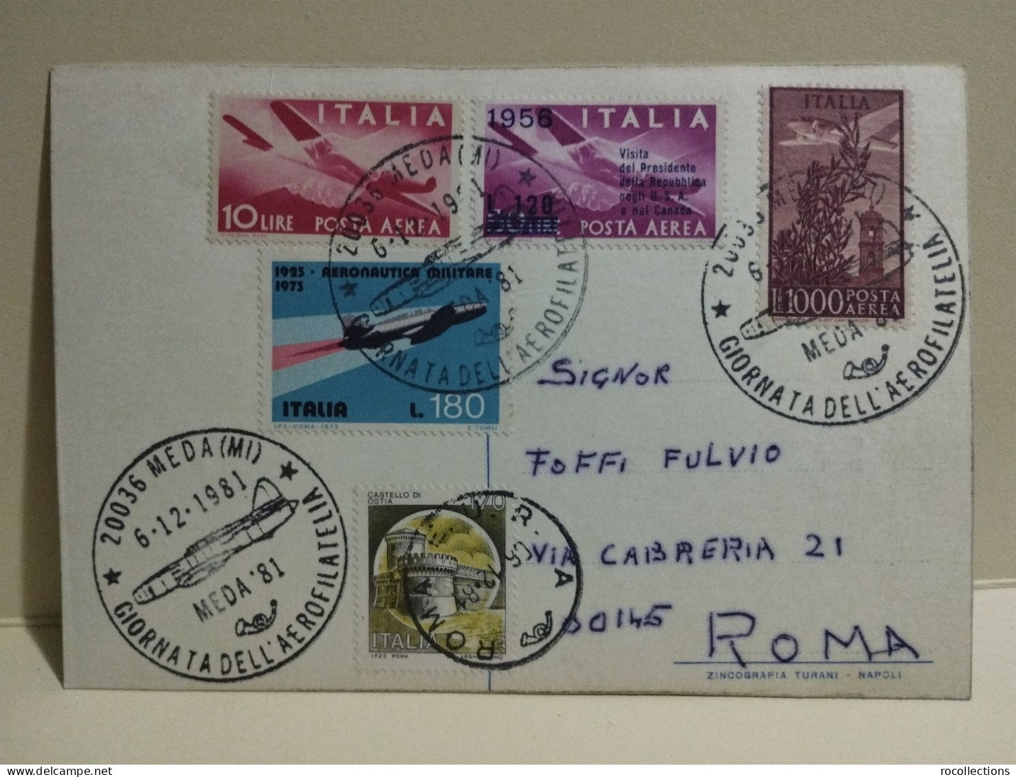 Italia 4x postcards 75° Aeronautica Militare, I° Volo aereo a reazione italiano.