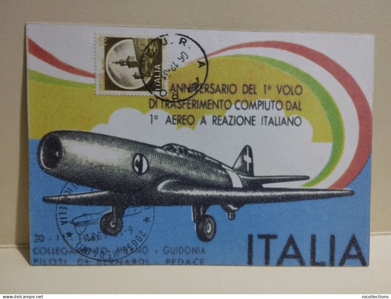 Italia 4x postcards 75° Aeronautica Militare, I° Volo aereo a reazione italiano.