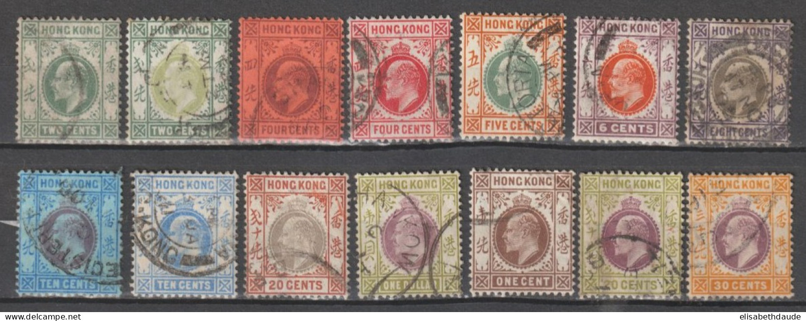 HONG KONG (CHINA) - 1904/1911 - YVERT N°77/84+86+89+95/97 OBLITERES FILIGRANE CA MULTIPLE - COTE = 135 EUR - Used Stamps