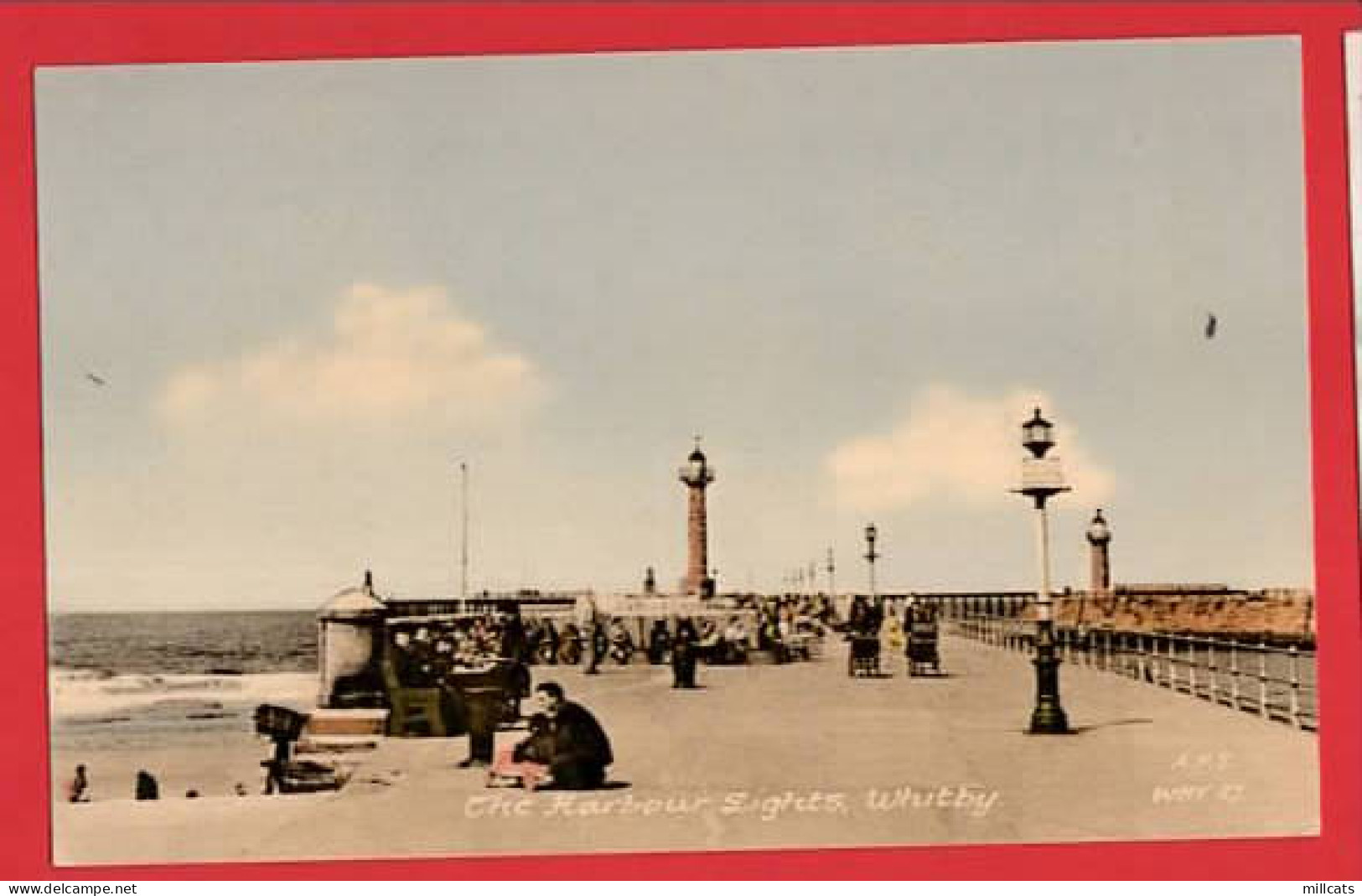 YORKSHIRE   WHITBY     THE HARBOUR LIGHTS    + LIGHTHOUSE  RP - Whitby