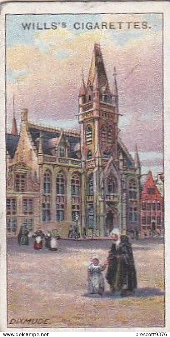 8 Town Hall, Dixmude   - Gems Of Belgian Architecture 1915 -  Wills Cigarette Card - Original  - Antique - 3x7cms - Wills