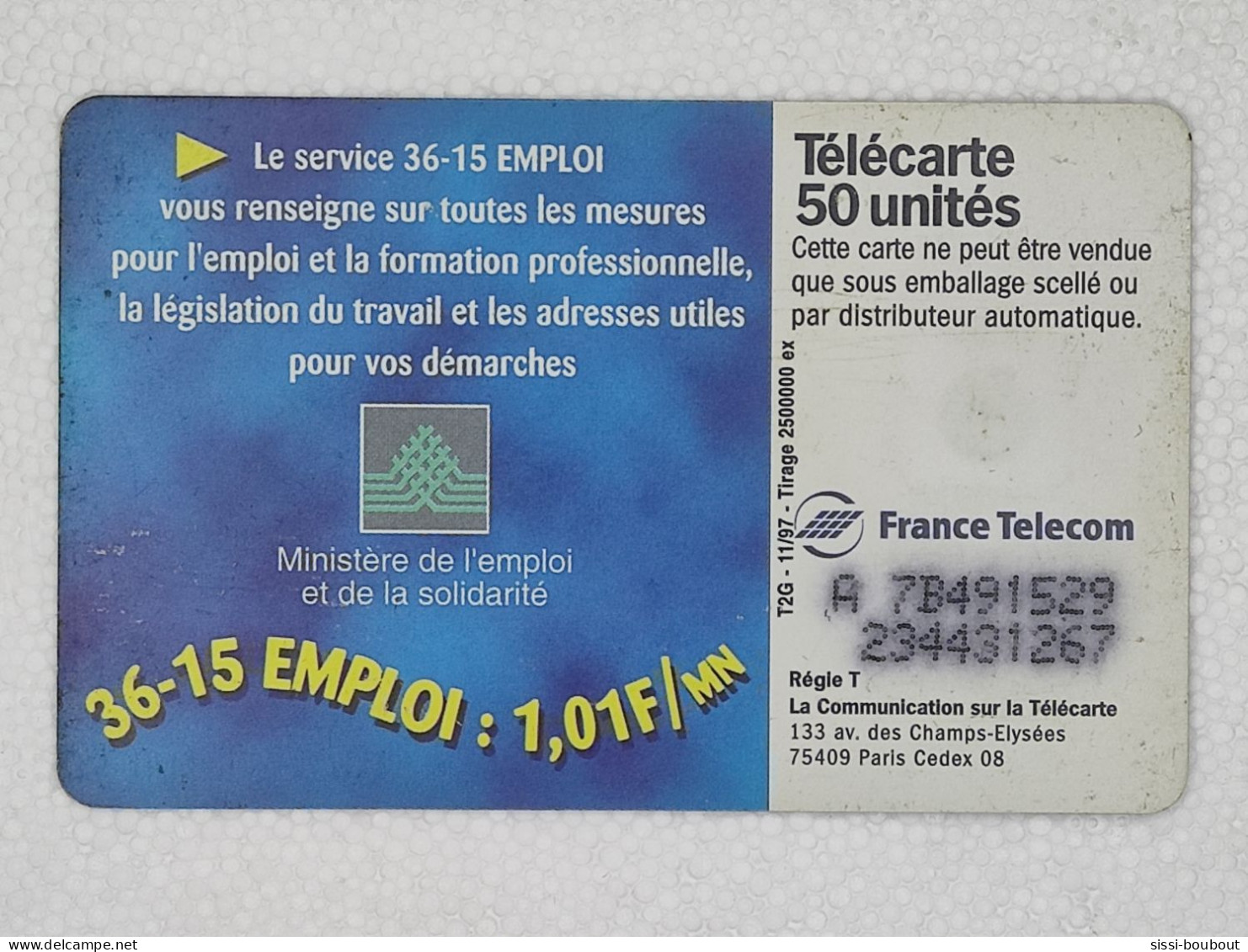 Télécarte - Le 36-15 Emploi - Otros & Sin Clasificación