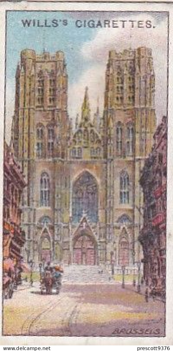 11 The Cathedral, Brussels   - Gems Of Belgian Architecture 1915 -  Wills Cigarette Card - Original  - Antique - 3x7cms - Wills