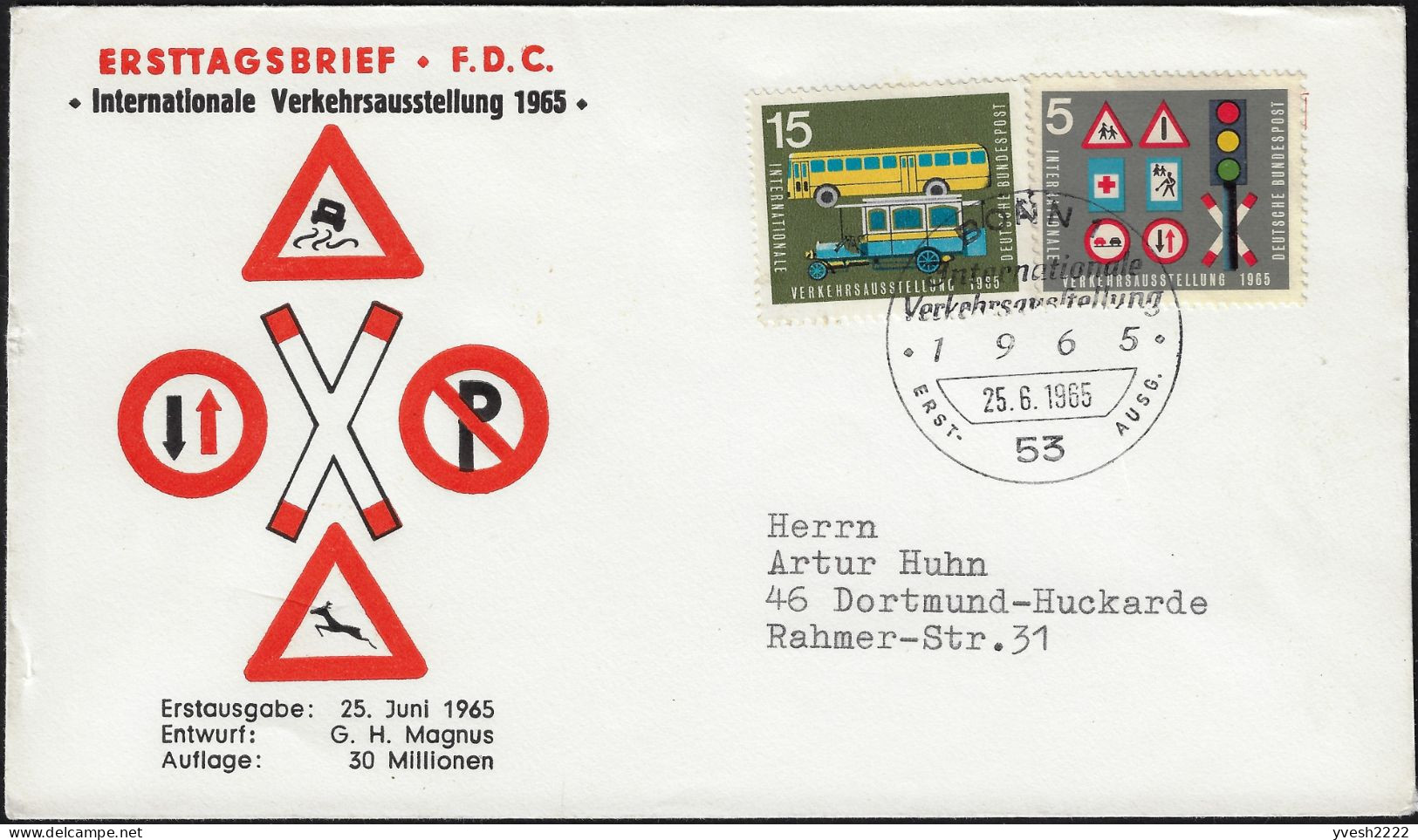 Allemagne 1965 Y&T 340 Et 342 Sur FDC. Exposition Internationale Des Transports, Sécurité Routière - Incidenti E Sicurezza Stradale