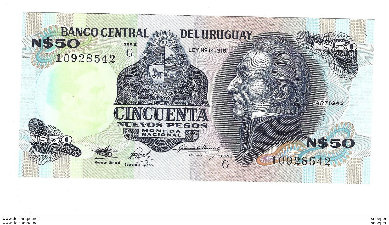 *urugauy 50 Pesos  1989   61a  Unc - Uruguay