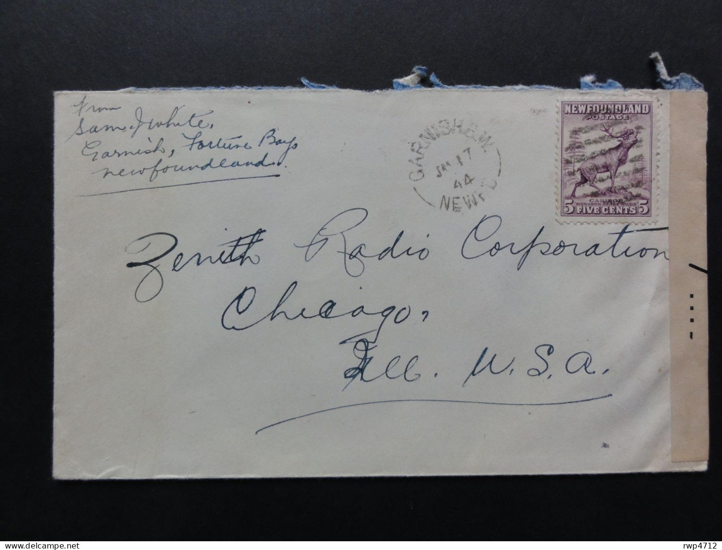 NEWFOUNDLAND  Zensurbrief  Censored Cover  Lettre Censure 1944 To USA - 1908-1947