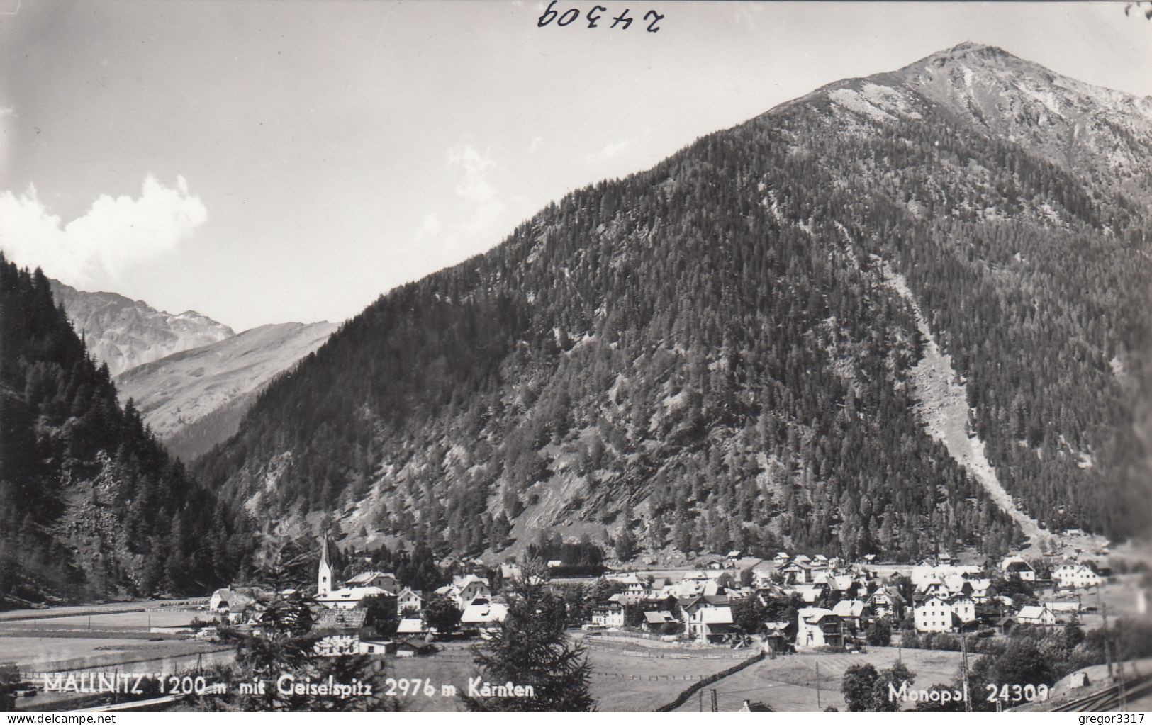 E2897) MALLNITZ Mit Geiselspitz 2976m - Kärnten - Tolle S/W FOTO AK Häuser Kirchturm - Mallnitz