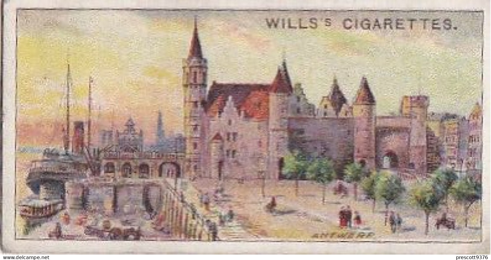 50 The Old Castle, Antwerp   - Gems Of Belgian Architecture 1915 -  Wills Cigarette Card - Original  - Antique - 3x7cms - Wills