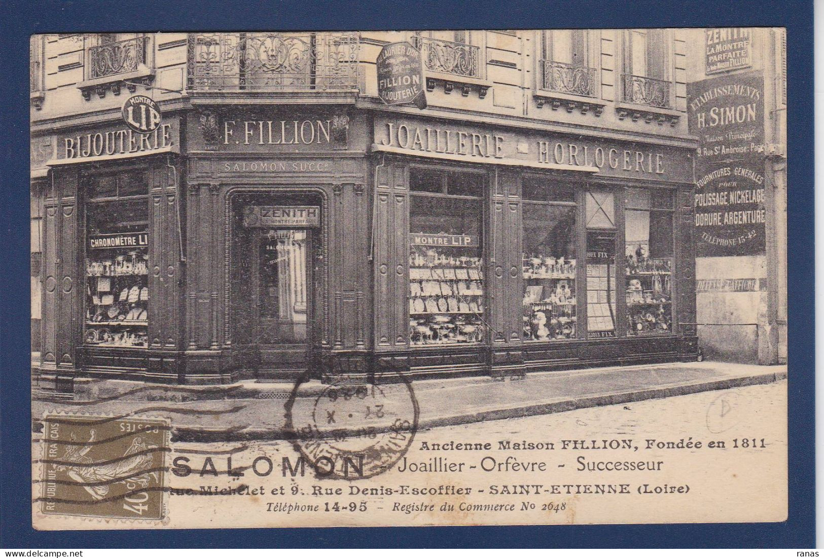 CPA [42] Loire > Saint Etienne Commerce Shop Magasin Bijouterle Horlogerie Circulée - Saint Etienne