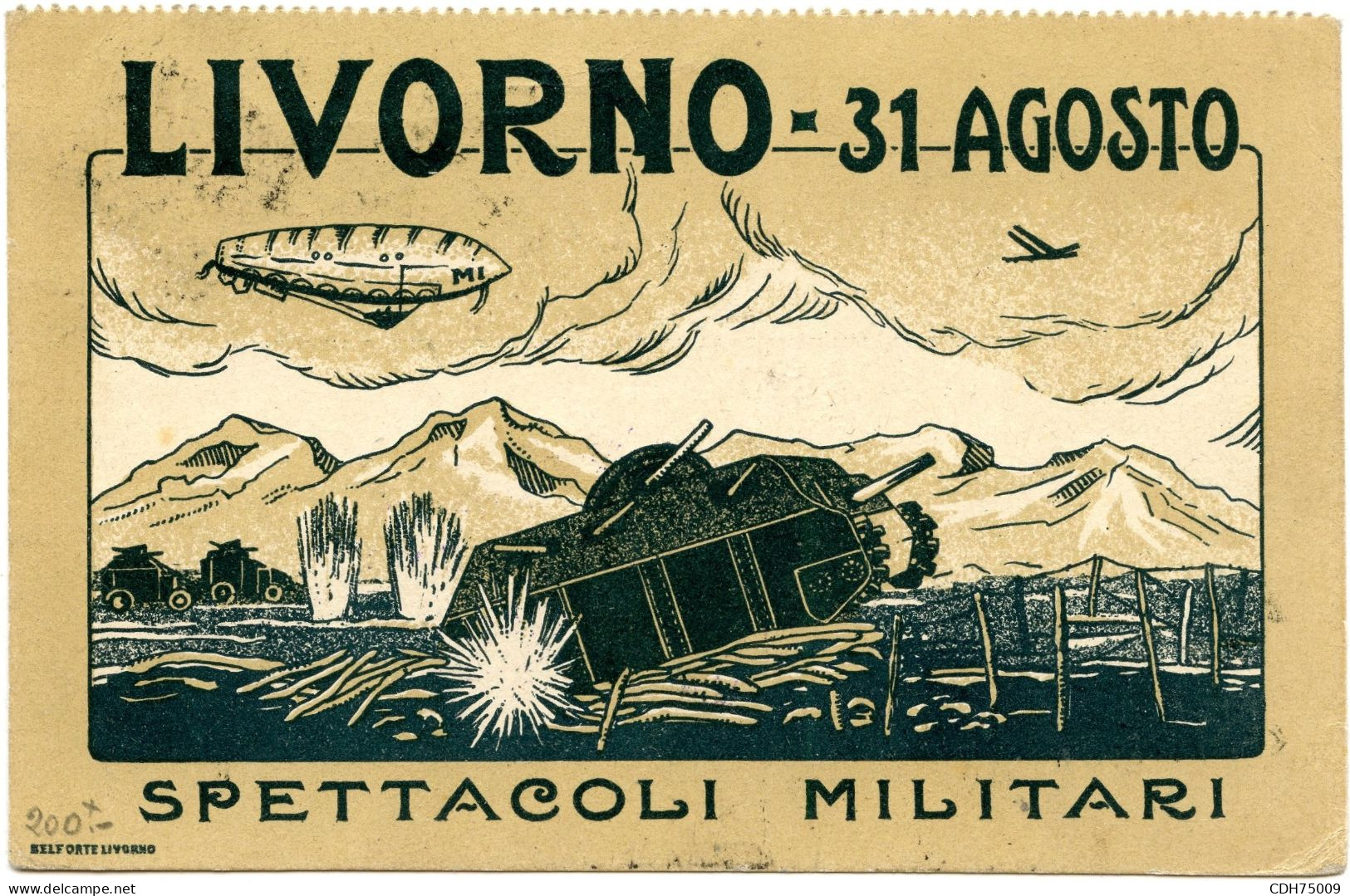 ITALIE - CARTE POSTALE FESTA CINNICO MILITARE LIVORNO POSTA AEREA - Marcophilia (AirAirplanes)