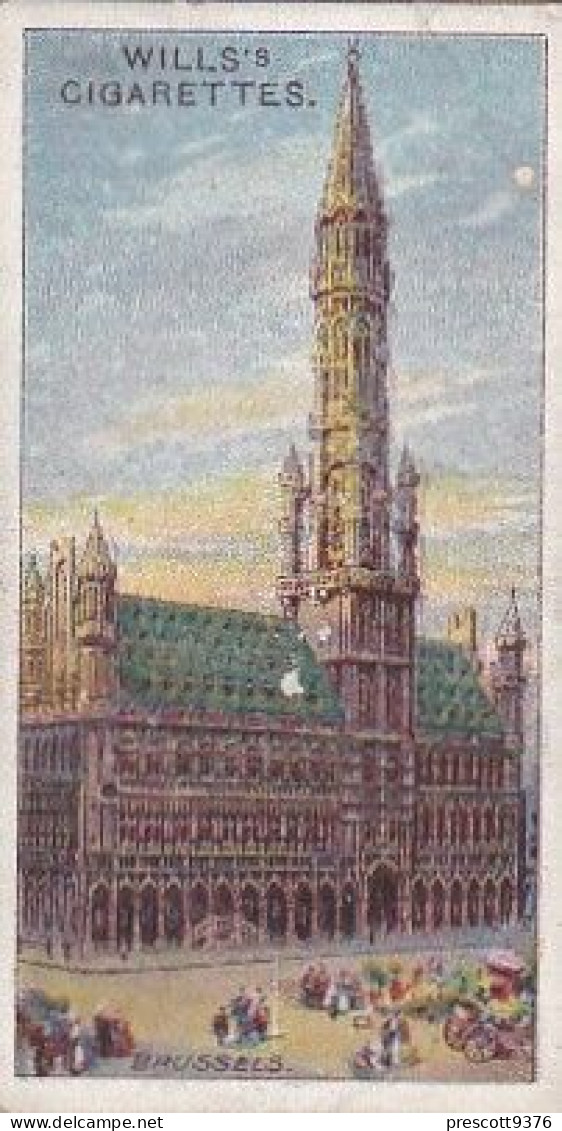 46 Town Hall Brussels    - Gems Of Belgian Architecture 1915 -  Wills Cigarette Card -   - Antique - 3x7cms - Wills