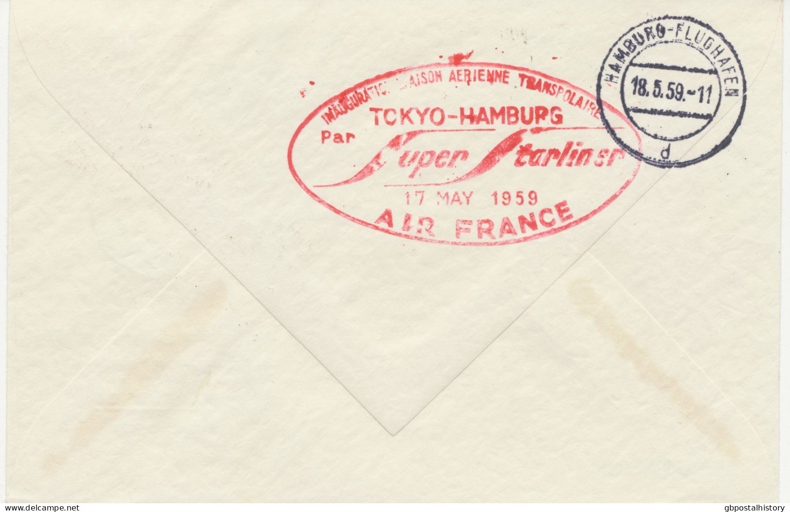 JAPAN 17.5.1959, Erster Postflug Der Air France Mit Super Starliner AF 274 „TOKIO – NORDPOL – HAMBURG“ (Hab.2636) - Poste Aérienne