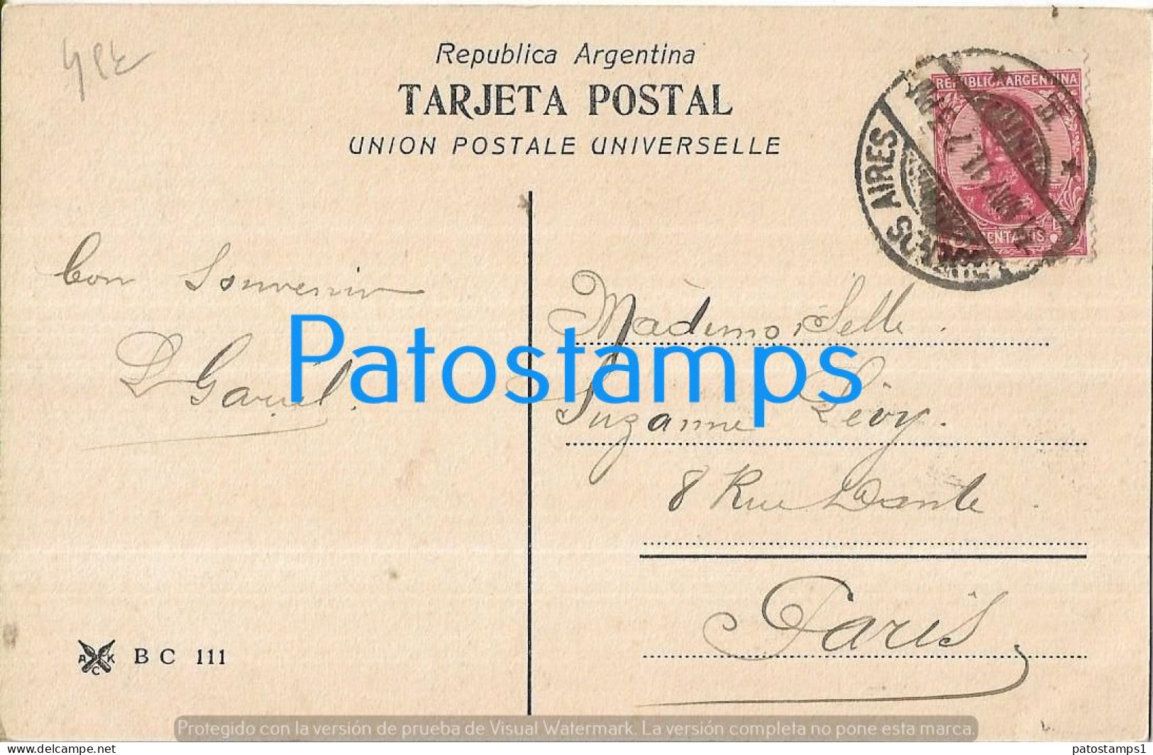 223068 ARGENTINA BUENOS AIRES AVENIDA SARMIENTO CIRCULATED TO FRANCE POSTAL POSTCARD - Argentine