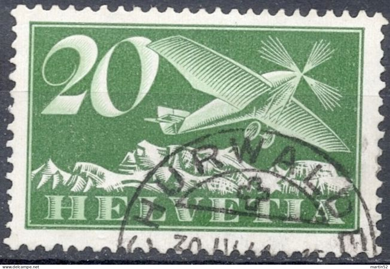 Schweiz Suisse 1940: Alpenflug Avion Alpes Zu Flug 4y Kreide Mi 213y Yv PA 9 Crayeux ⊙CHURWALDEN 30.IV.44 (Zu CHF 60.00) - Used Stamps