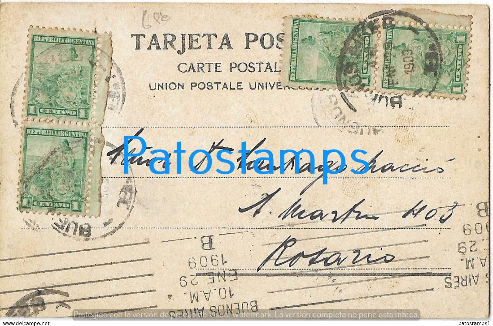 223070 ARGENTINA BUENOS AIRES HOTEL PERU ESQUINA ALSINA CIRCULATED TO ROSARIO  POSTAL POSTCARD - Argentine