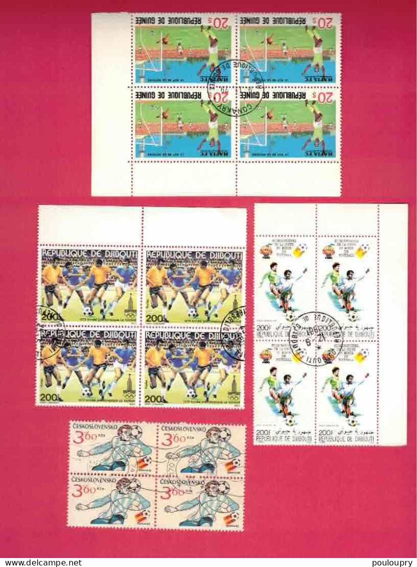 Guinée - Djibouti  - Tchécoslovaquie - Tous En Blocs De 4 - Used Stamps