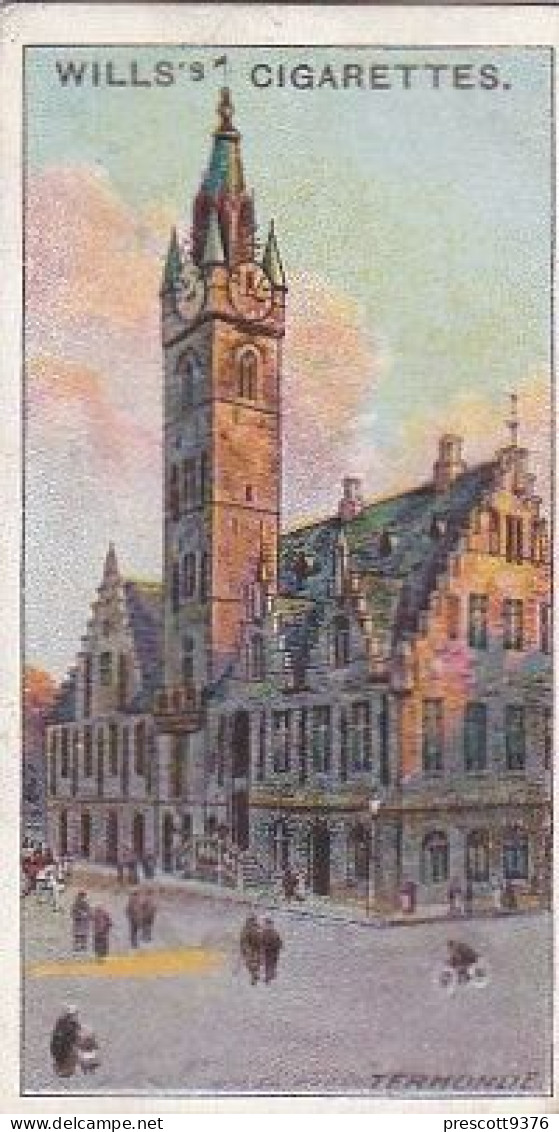 40 Termonde, Town Hall    - Gems Of Belgian Architecture 1915 -  Wills Cigarette Card -   - Antique - 3x7cms - Wills