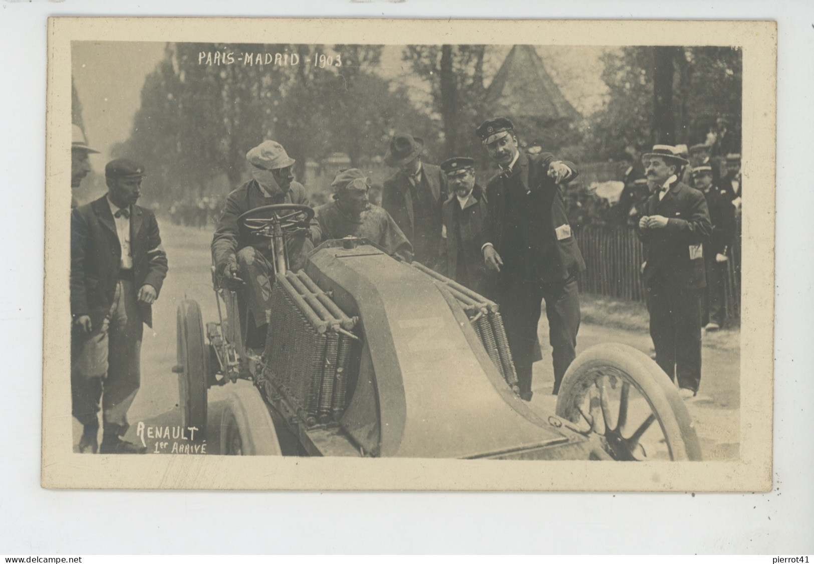 SPORT AUTOMOBILE - COURSE PARIS MADRID 1903 - BORDEAUX - RENAULT 1er Arrivé - Carte Photo Réalisée Par Photo SERENI - Rally Racing