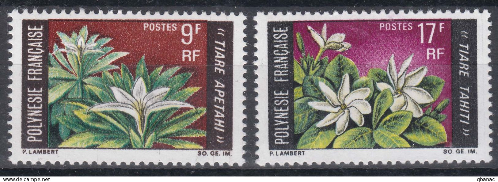 French Polynesia Polinesie 1969 Flowers Mi#90-91 Mint Hinged - Nuevos