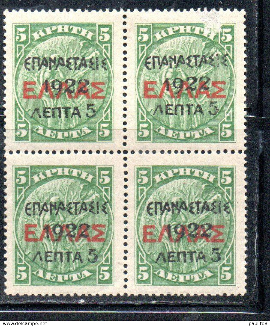 GREECE GRECIA ELLAS 1923 SURCHARGED 1922 CRETE STAMPS 10l On 20l  MNH - Neufs