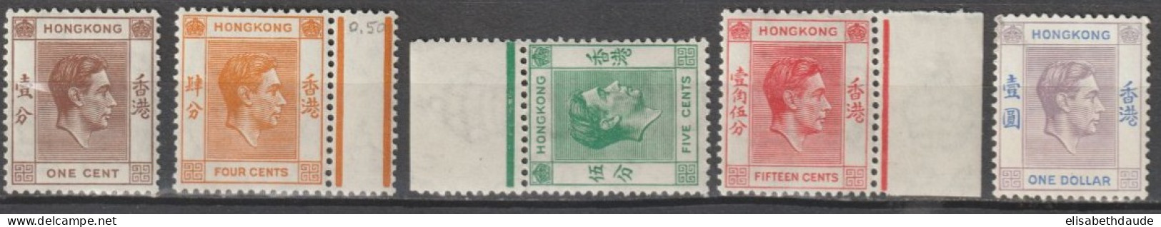 HONG KONG (CHINA) - 1938 - YVERT N°140+142+143+152+153 ** MNH   - COTE = 31++ EUR - Nuovi