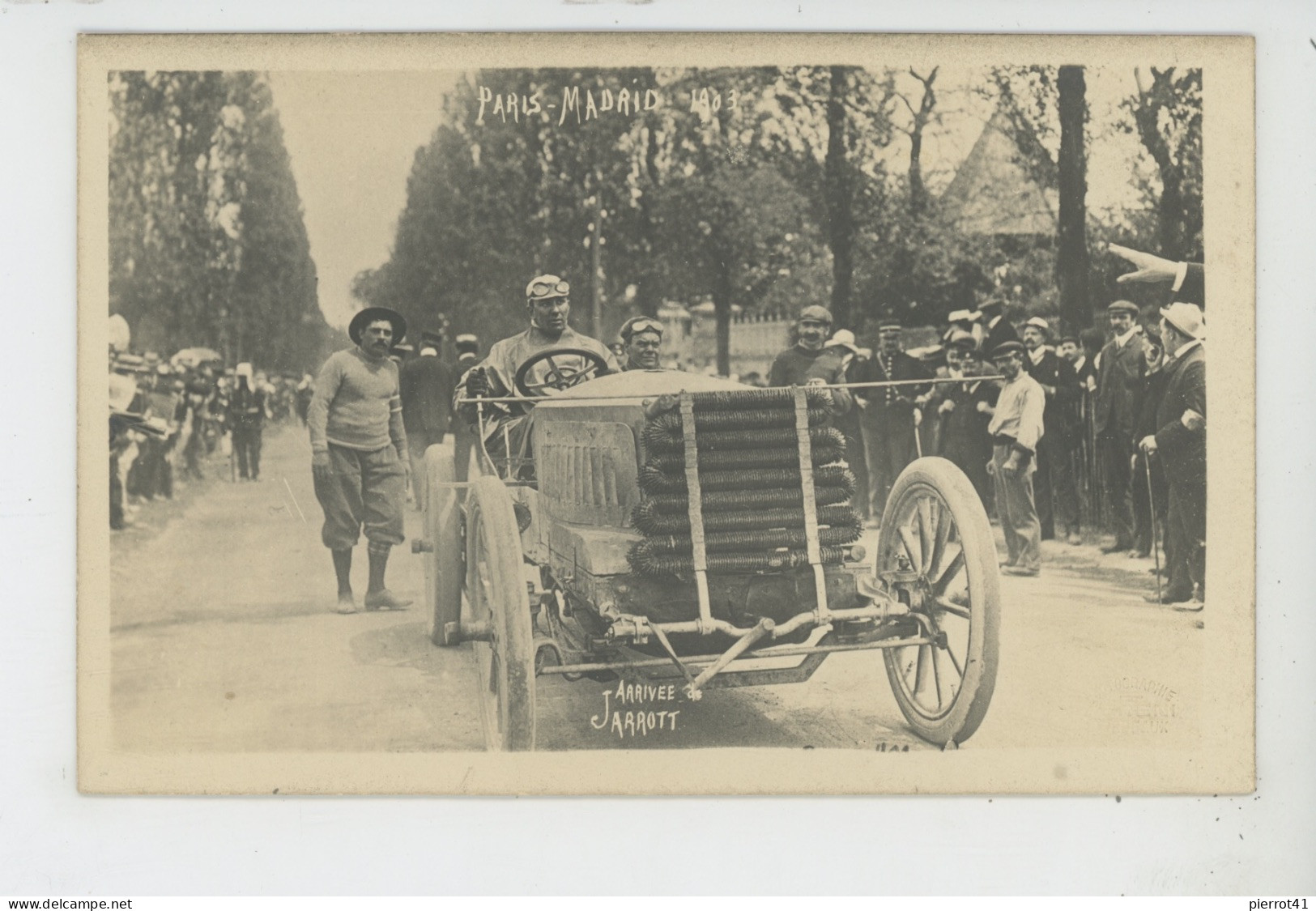SPORT AUTOMOBILE - COURSE PARIS MADRID 1903 - BORDEAUX - Arrivée JARROTT - Carte Photo Réalisée Par Photo SERENI - Rallyes