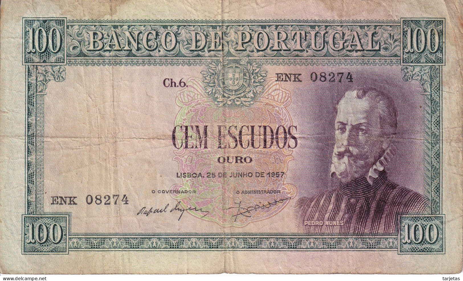 BILLETE DE PORTUGAL DE 100 ESCUDOS DEL AÑO 1957 (BANKNOTE-BANK NOTE) - Portugal