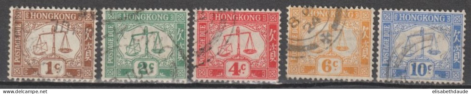 HONG KONG (CHINA) - 1924 - TAXE SERIE COMPLETE YVERT N°1/5 OBLITERES  - COTE = 50 EUR - Impuestos