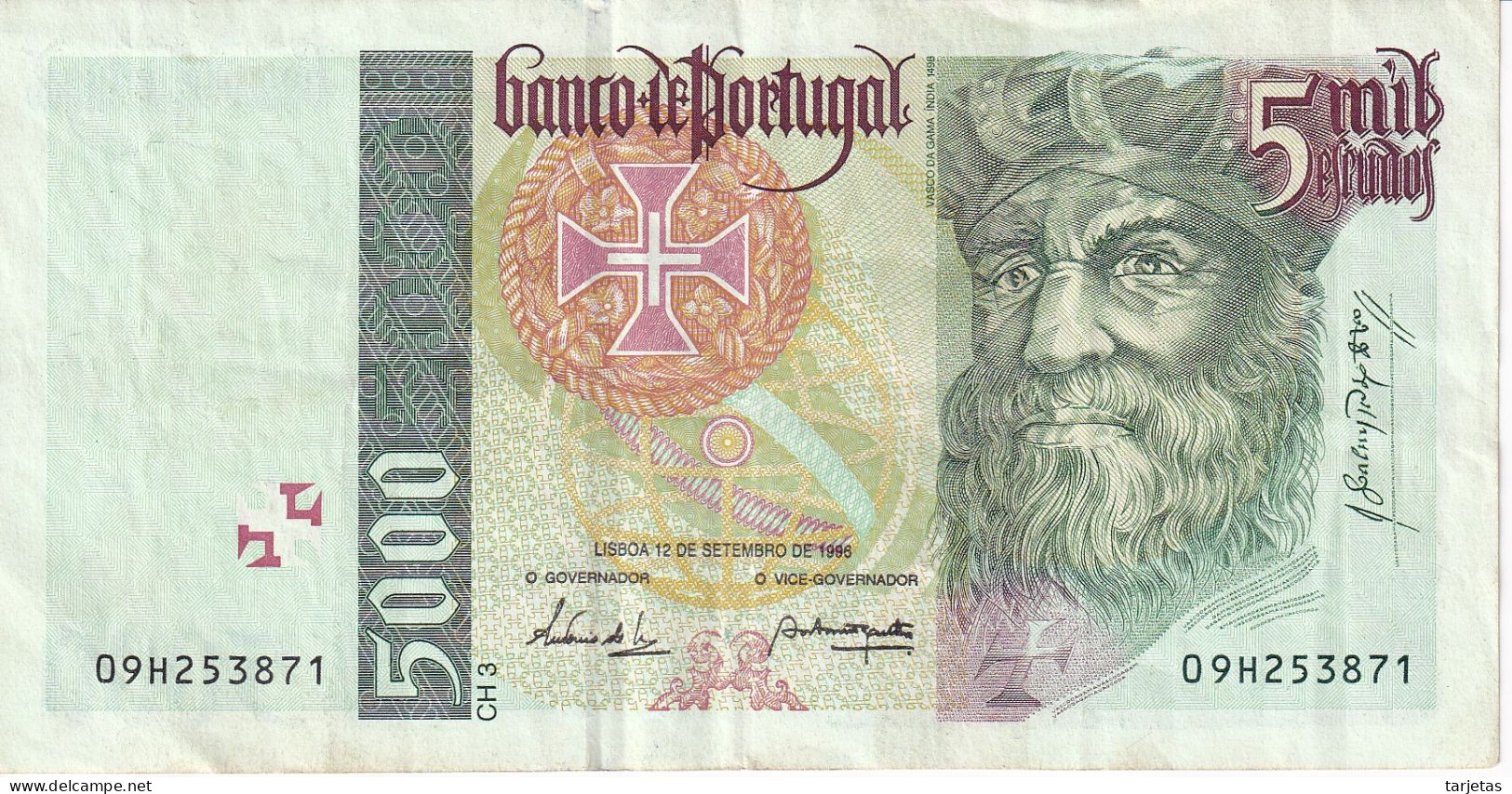 BILLETE DE PORTUGAL DE 5000 ESCUDOS DEL AÑO 1996 (BANKNOTE-BANK NOTE) - Portogallo