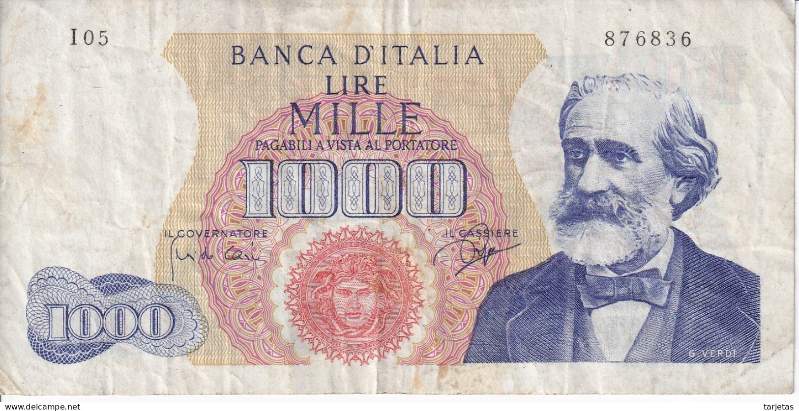 BILLETE DE ITALIA DE 1000 LIRAS DEL AÑO 1962 DE VERDI  (BANKNOTE) - 1000 Liras