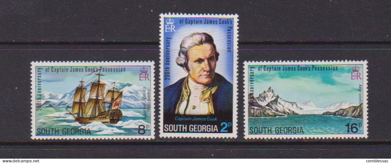SOUTH GEORGIA    1975    Bicentenary  Of  Capt  Cook    Set  Of  3    MH - Georgias Del Sur (Islas)